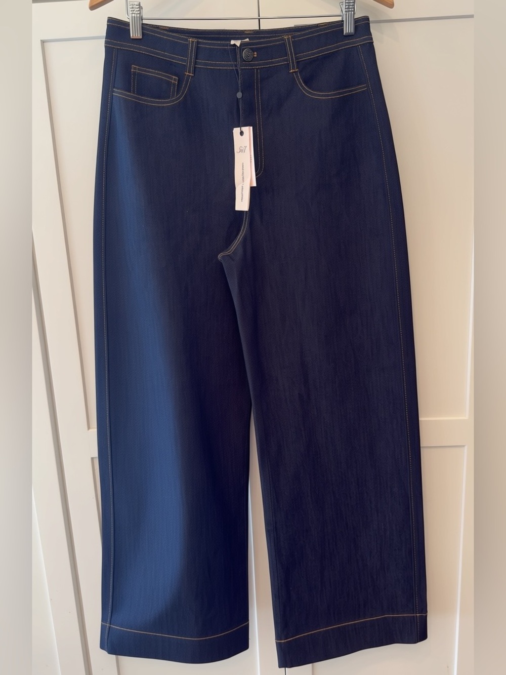 Cinq à Sept Tous Les Jours Dark Blue Wide-Leg Jeans Size 10 NWT